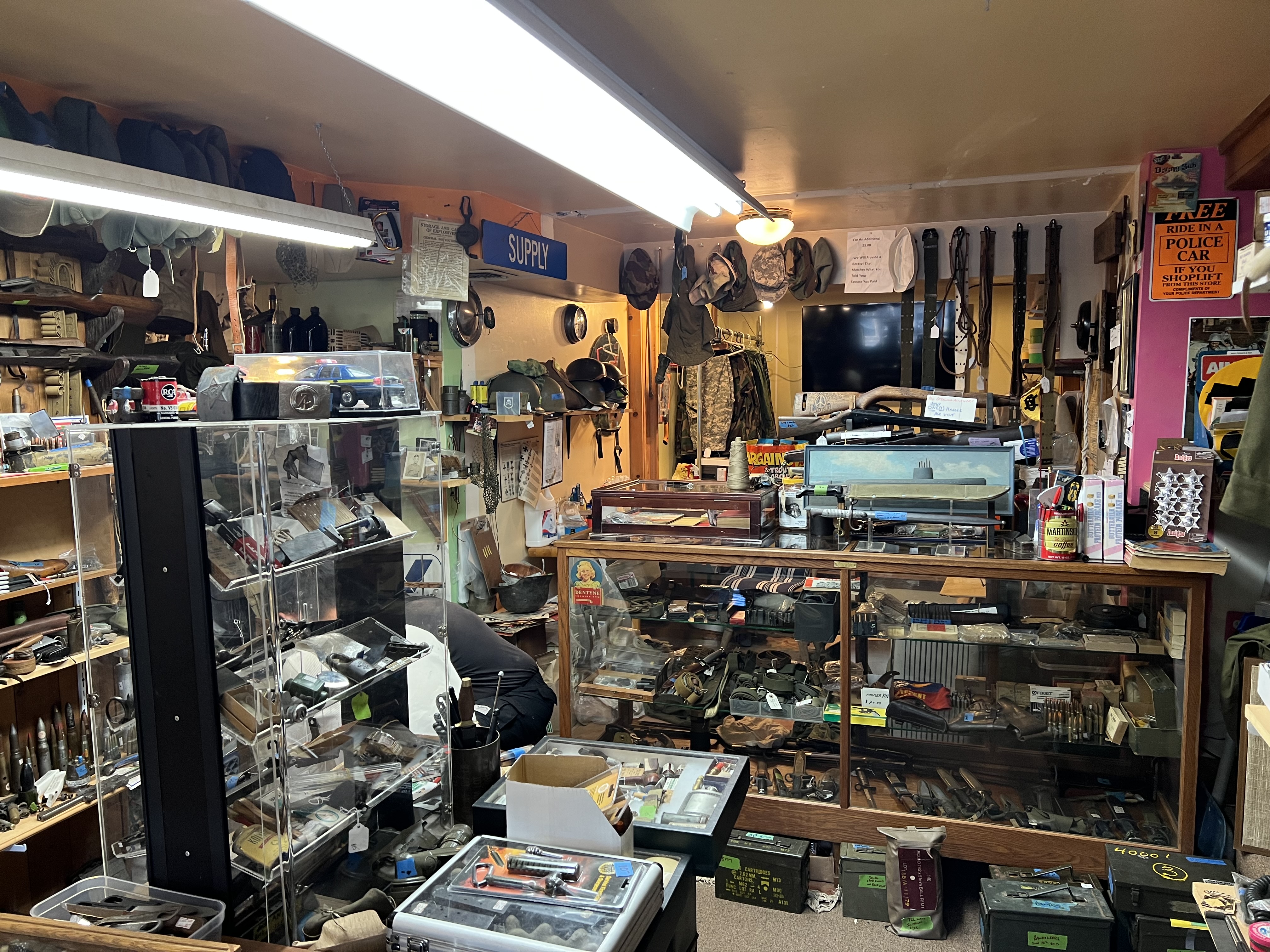 Inside a vintage war memorabilia shop